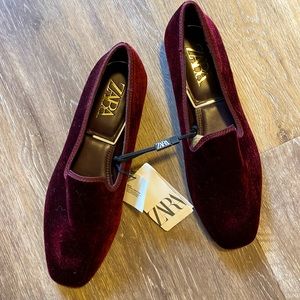 NWT ZARA VELVET LOAFERS